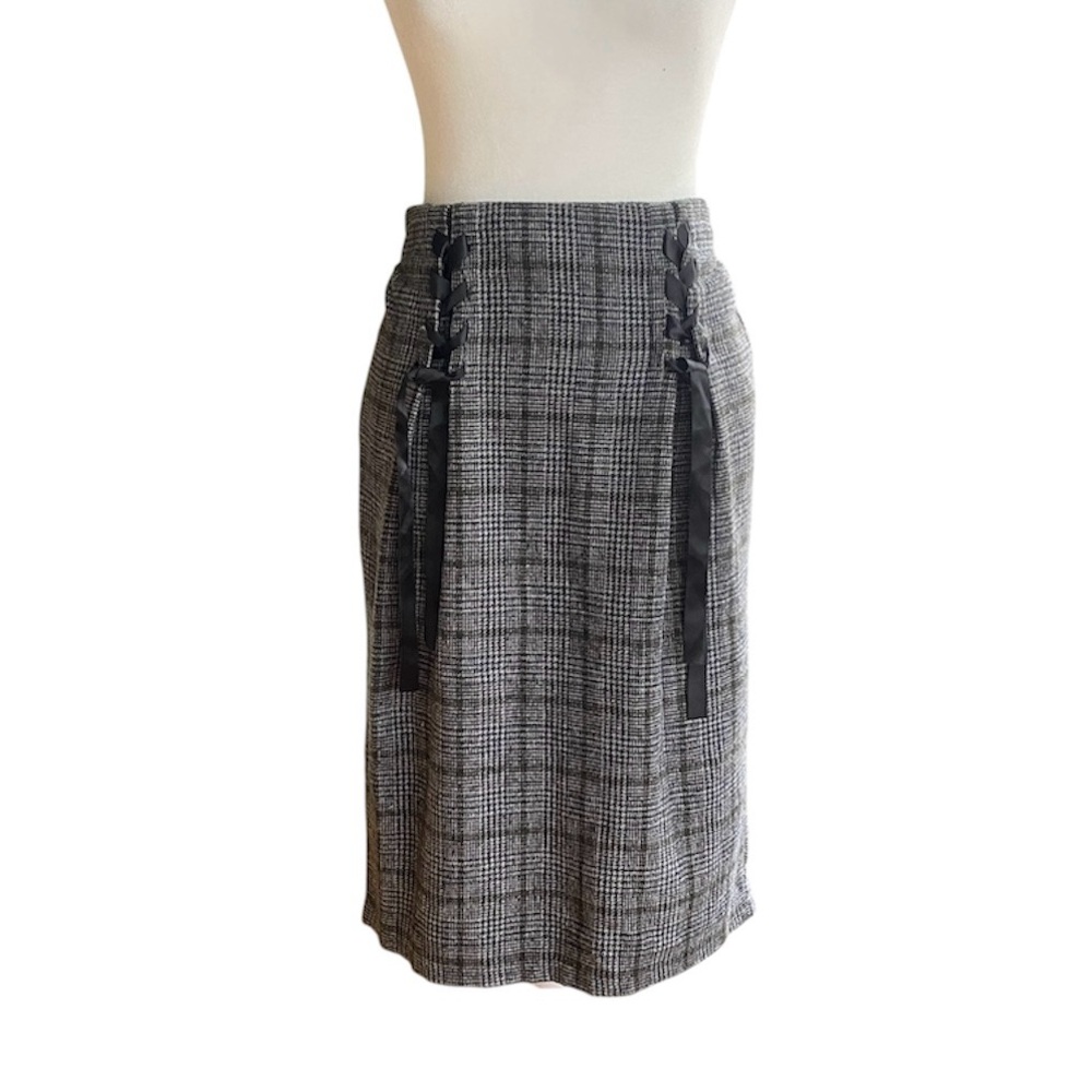 OLIVE des OLIVE Plaid‎ Skirt Made in Japan Ribbon Lace Up Preppy Dark Academia